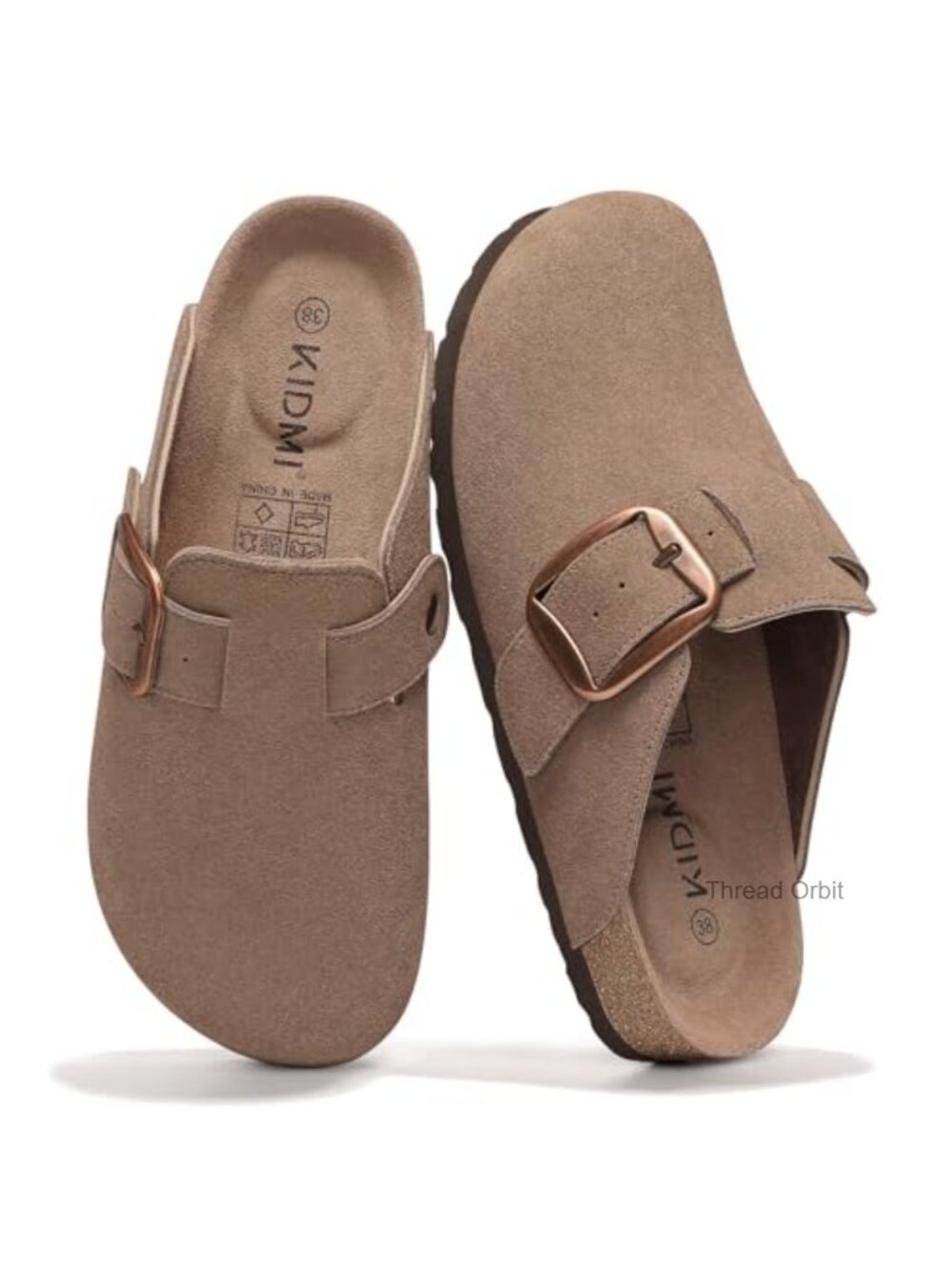 Genuine Suede Memory Foam Clogs Women Men Adjustable Buckle Slip-On